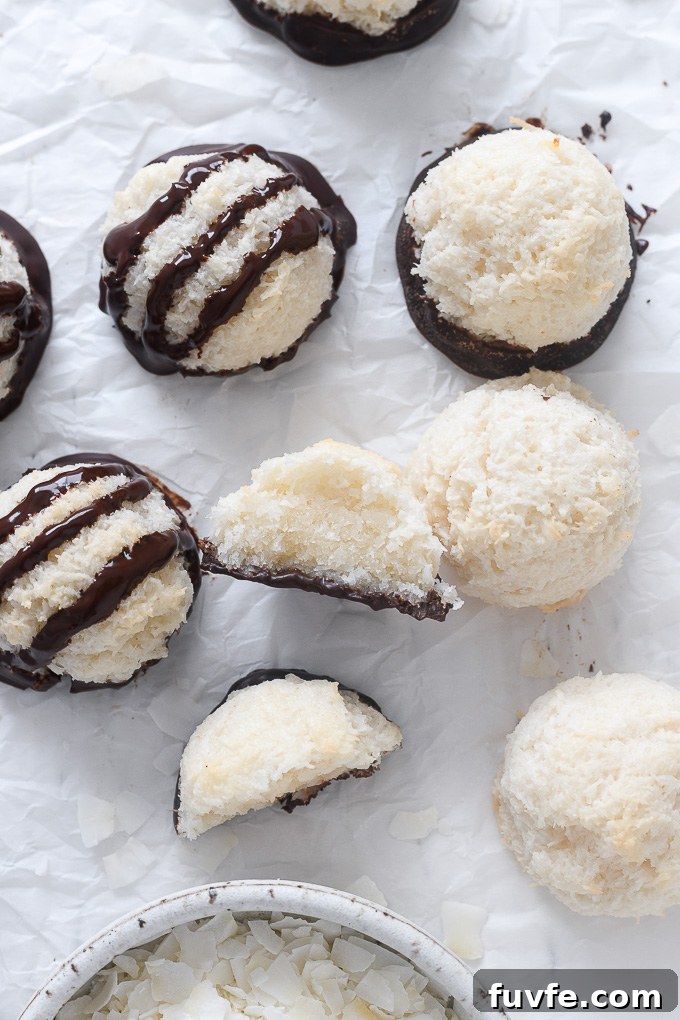 Gluten-free coconut macaroons on parchment paper