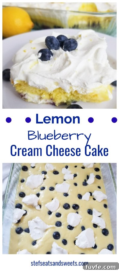Lemon Blueberry Cream Cheese Cake Pinterest Collage 