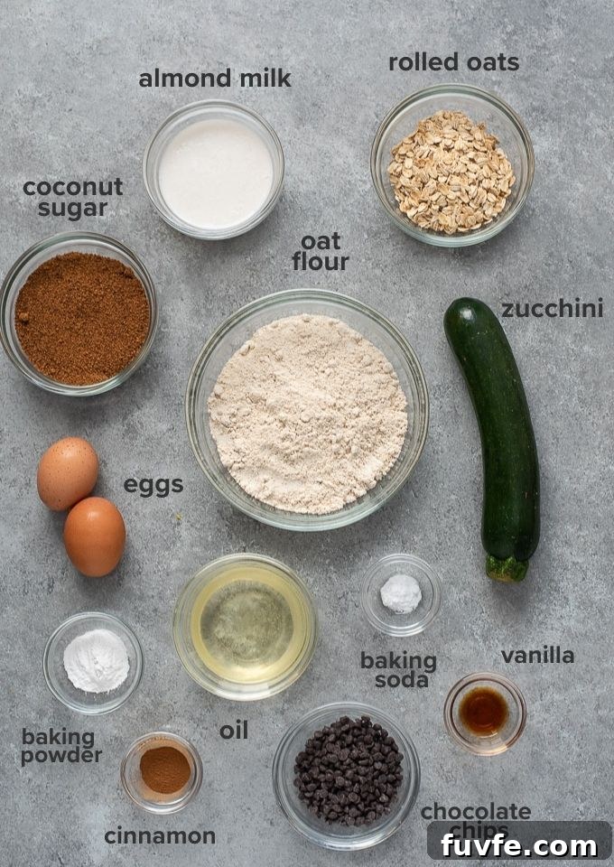 Oat Flour Zucchini Muffins Recipe - Moist and Fluffy 4 Healthy zucchini muffins ingredients