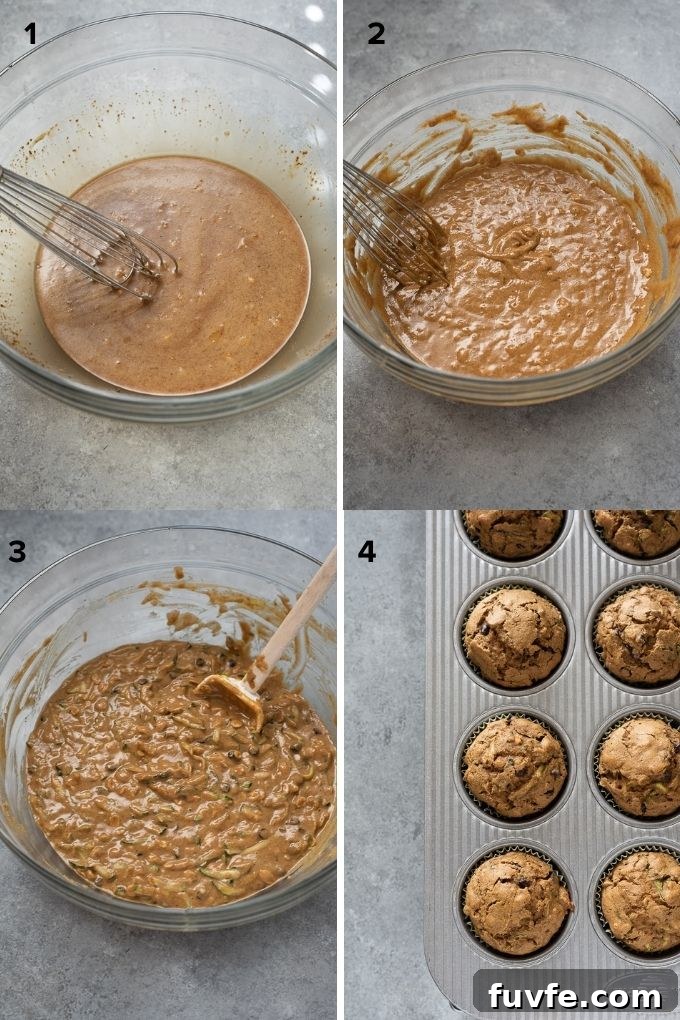 Oat Flour Zucchini Muffins Recipe - Moist and Fluffy 5 How to make healthy zucchini muffins collage