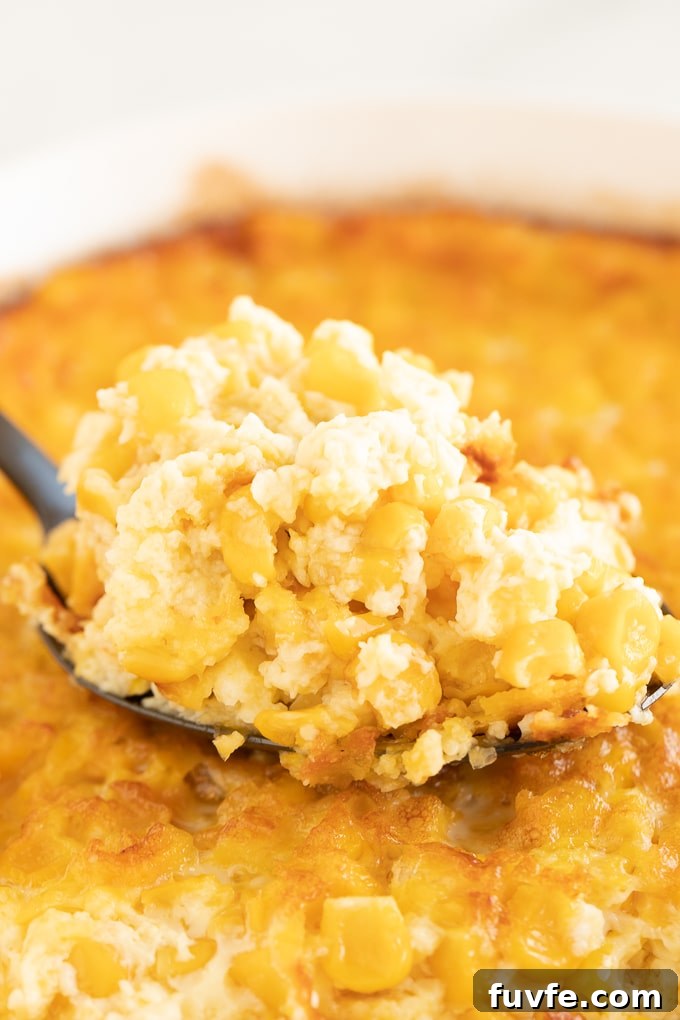 Spoonful of sweet corn pudding
