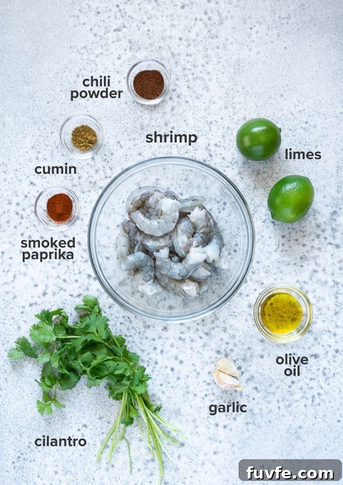 Chili lime shrimp ingredients