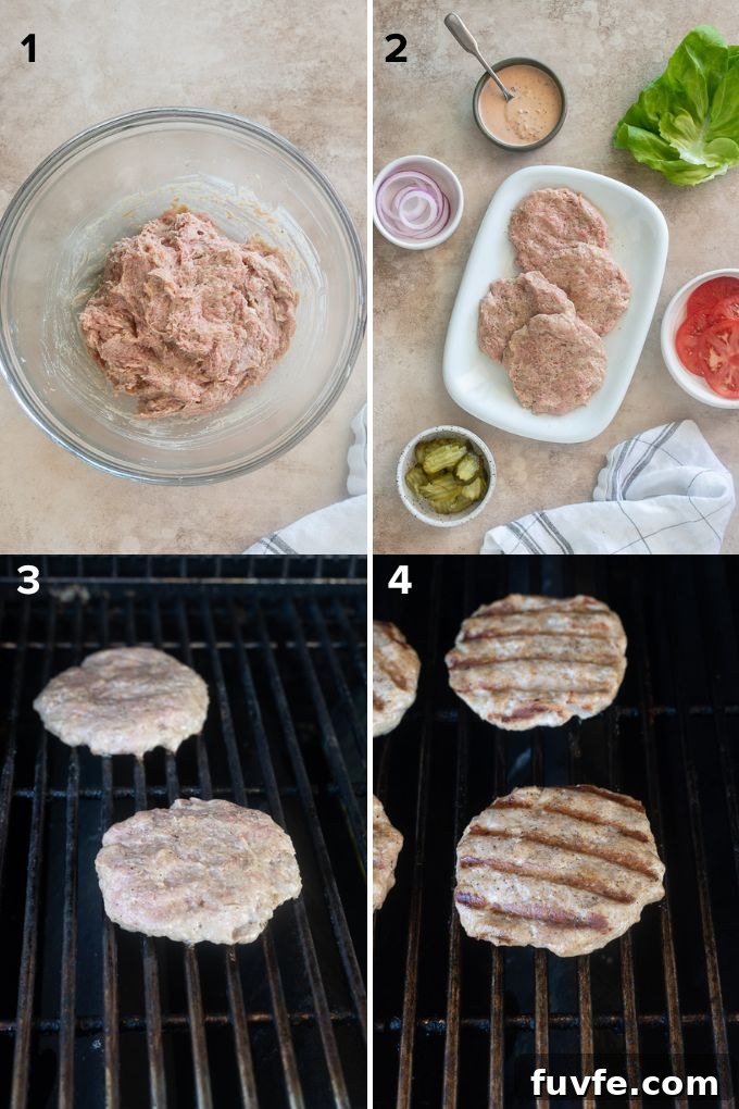 How to make grilled turkey burgers collage.