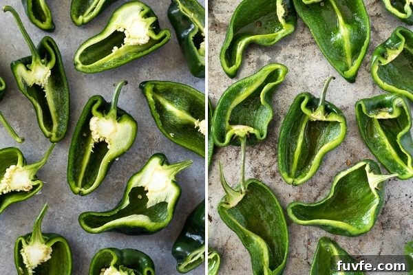 poblano peppers prep collage