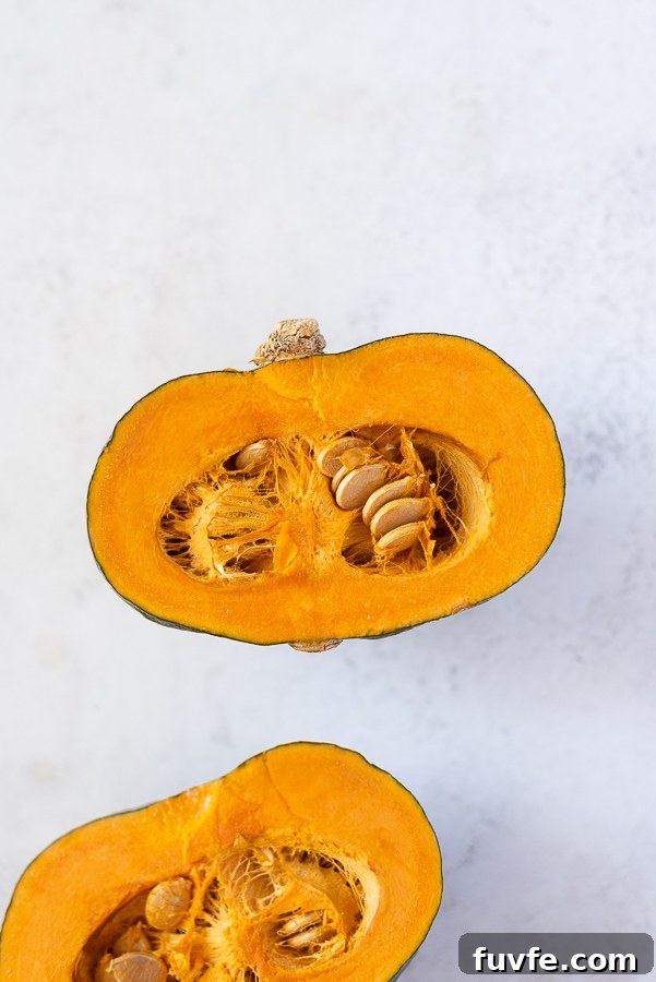 halved kabocha squash