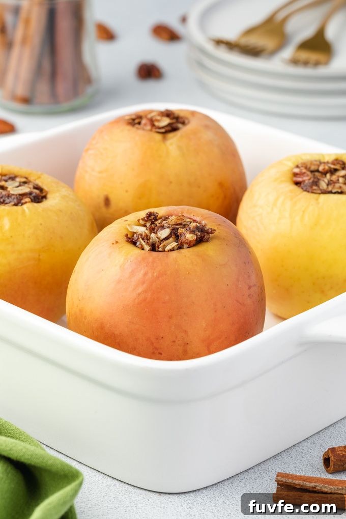 Baked apples in baking dish