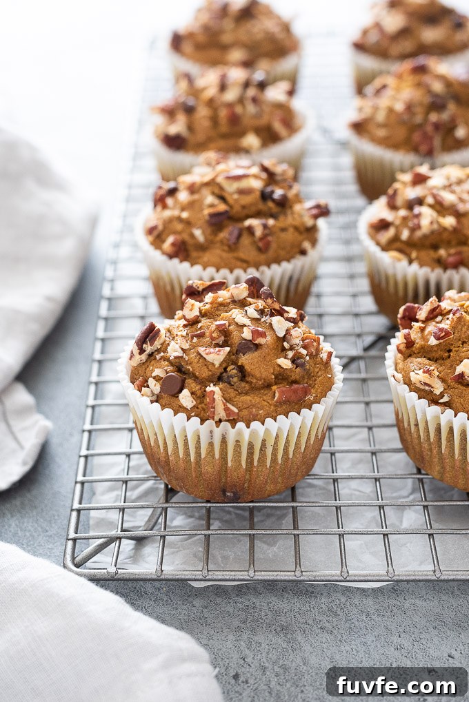 Pumpkin Muffins Made with Oat Flour 3 Pumpkin oatmeal muffins cooling on a wire rack