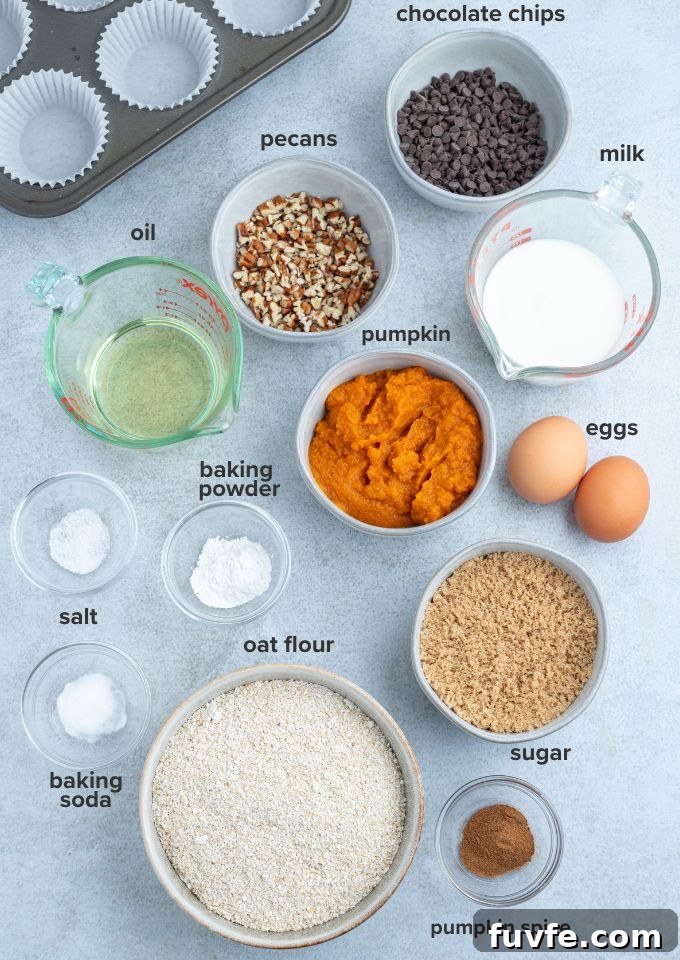 Pumpkin Muffins Made with Oat Flour 4 Oatmeal pumpkin muffins recipe ingredients