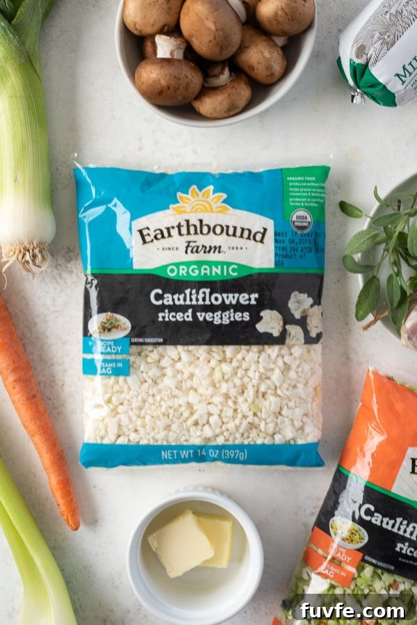 Low-Carb Cauliflower Rice Stuffing Recipe 4 Cauliflower stuffing with sausage ingredients.
