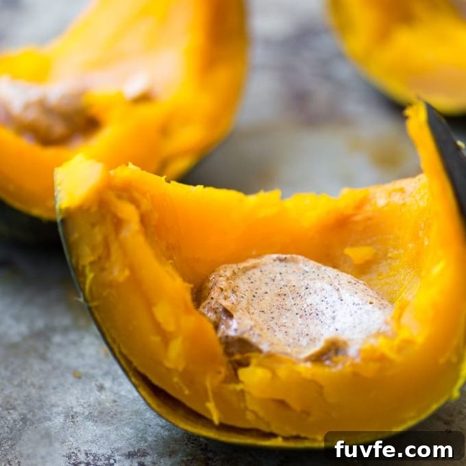 Roasted slices of kabocha squash topped with flavored butter.