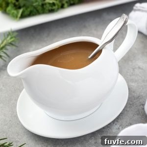 Spoon in a boat of turkey gravy