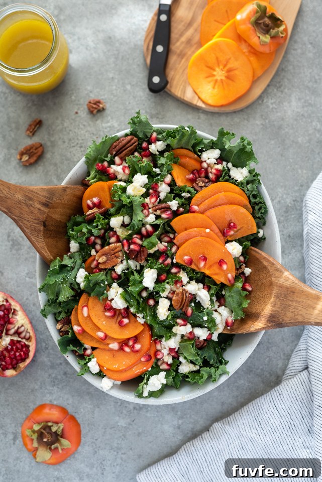 Holiday salad in a bowl with servers