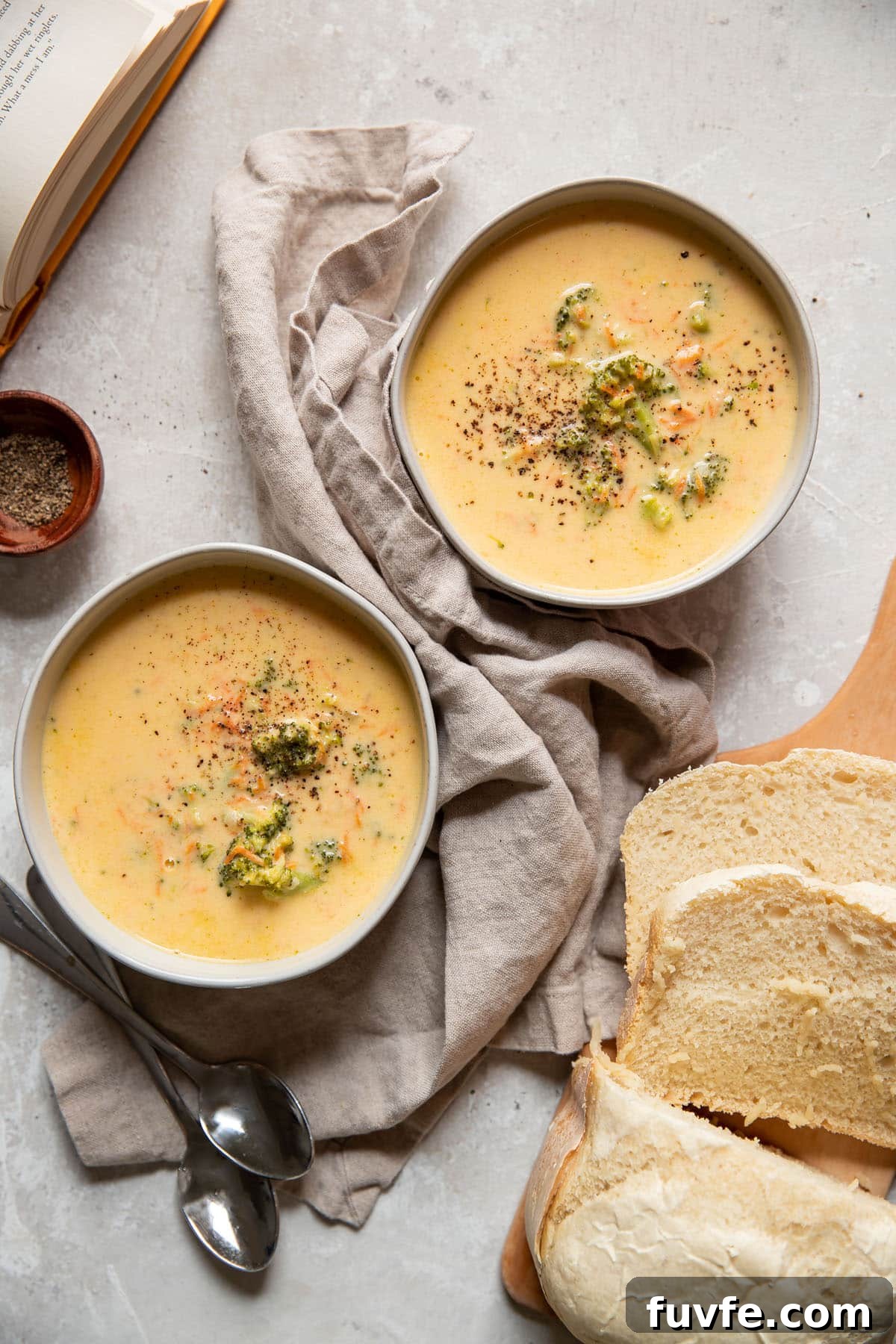 30-Minute Broccoli Cheddar Soup Recipe for Quick Comfort 2 bowls of broccoli cheese soup