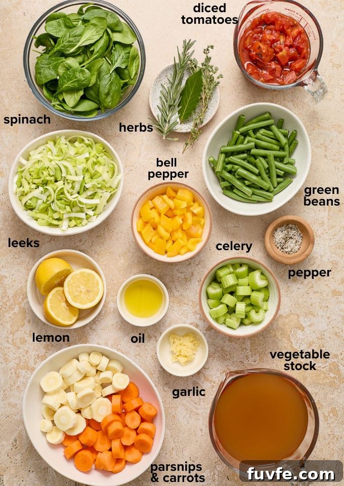 Instant Pot Vegetable Soup recipe ingredients.