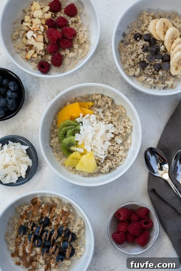 tropical quinoa oatmeal breakfast bowls