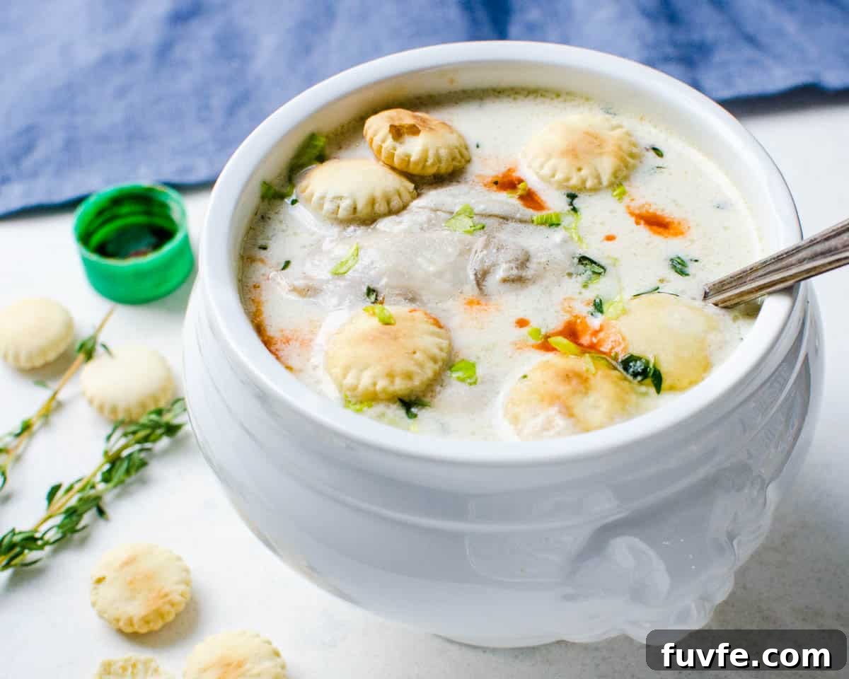 Traditional Oyster Stew Recipe: Creamy New England Style 10 Serve the oyster stew recipe with oyster crackers, celery leaves and hot sauce.