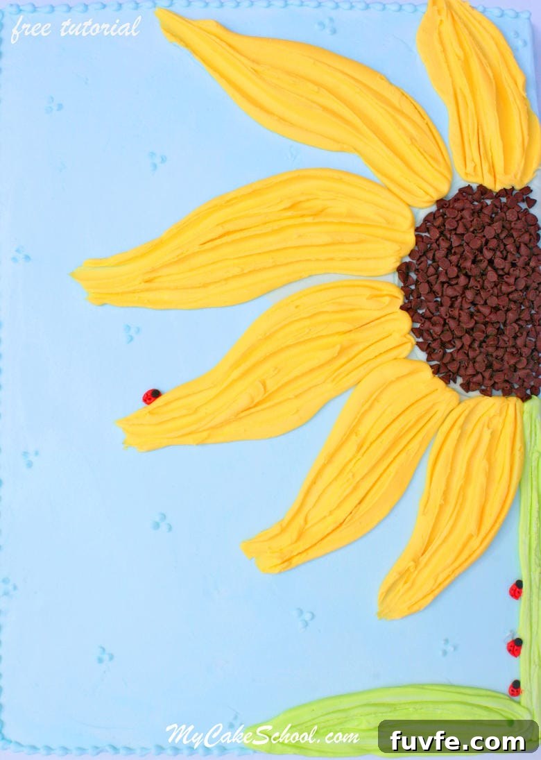 Final sunflower sheet cake
