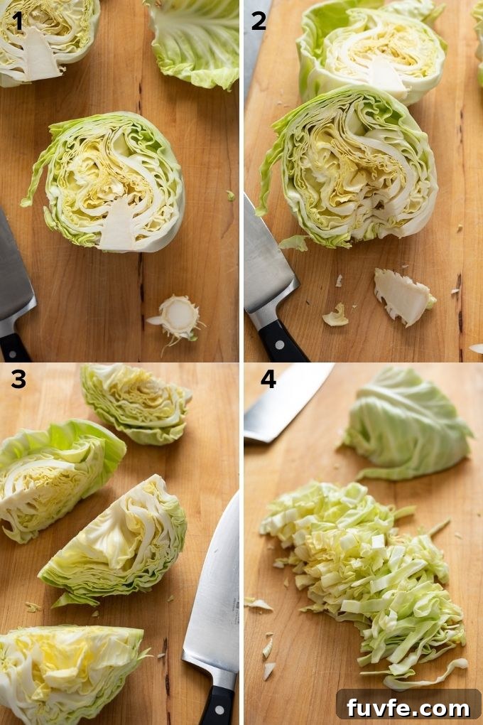How to cut cabbage collage