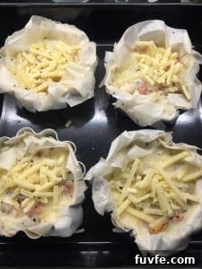 Smoked Bacon, Mushroom & Filo Tartlets