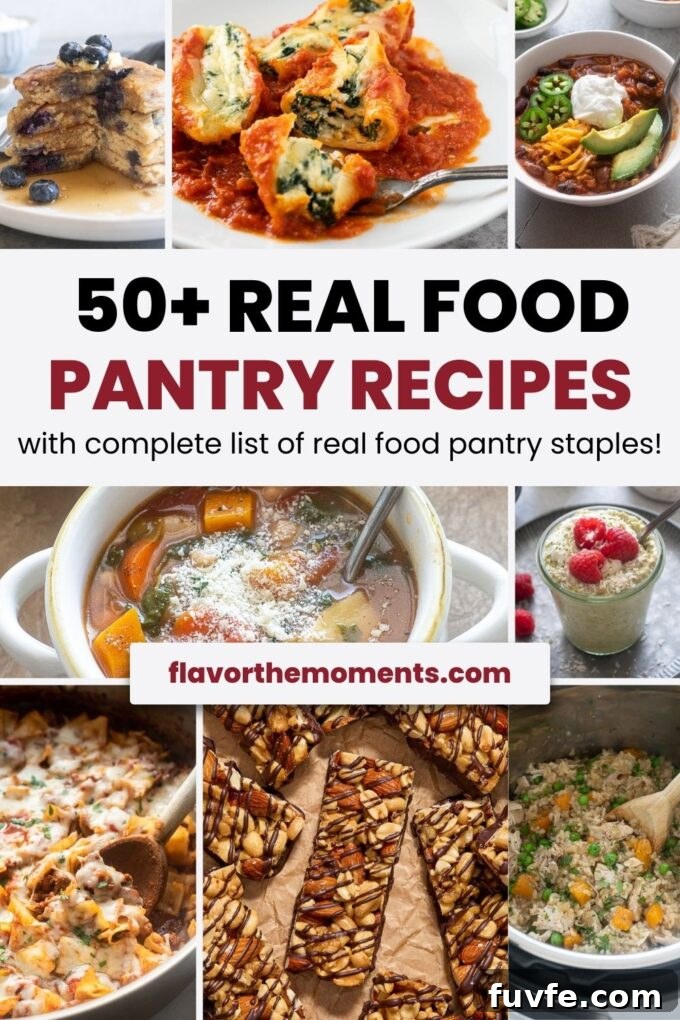 50+ Real Food Recipes You Can Make From Pantry Staples 2 50+ real food pantry recipes collage.