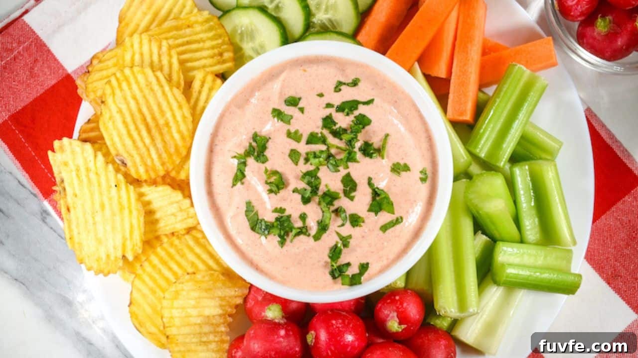 Sriracha Veggie Dip with Greek Yogurt.