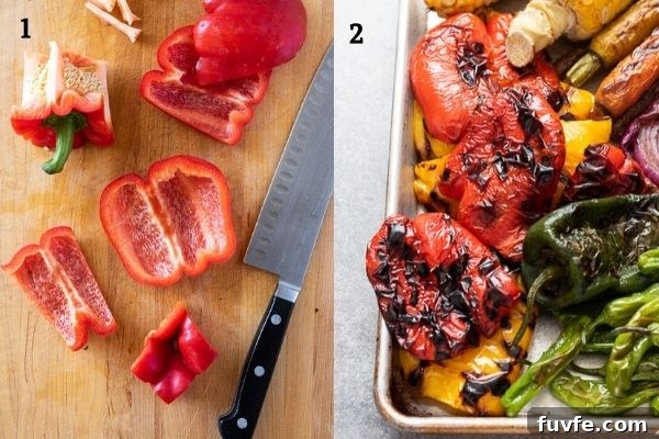 bell pepper before and after grilling collage