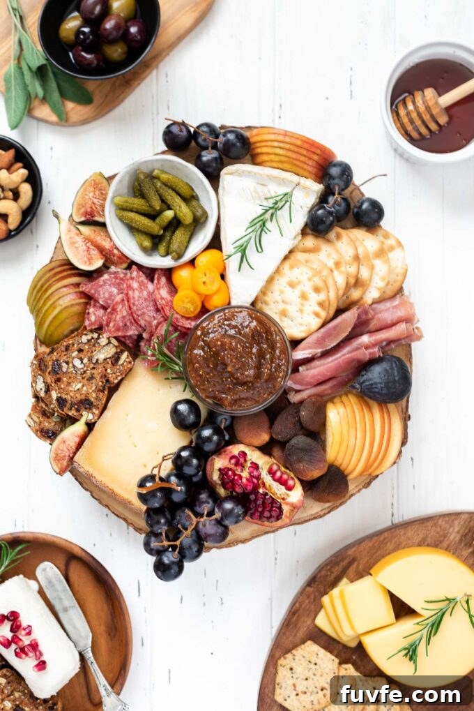Fall charcuterie board with seasonal ingredients.