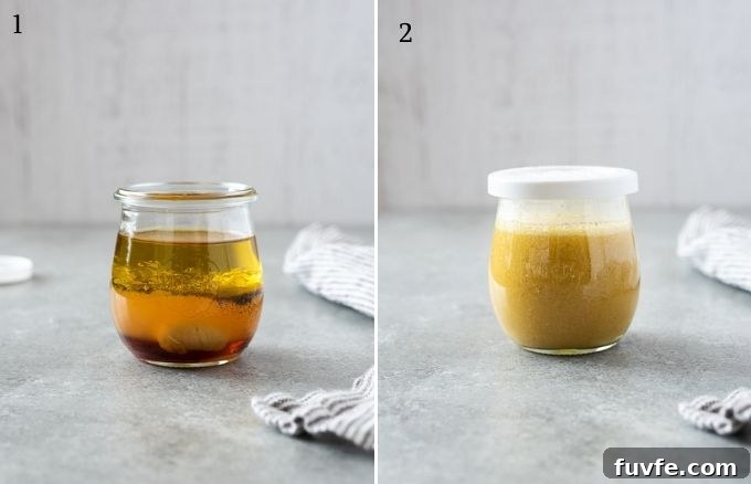 Apple cider vinegar salad dressing process collage