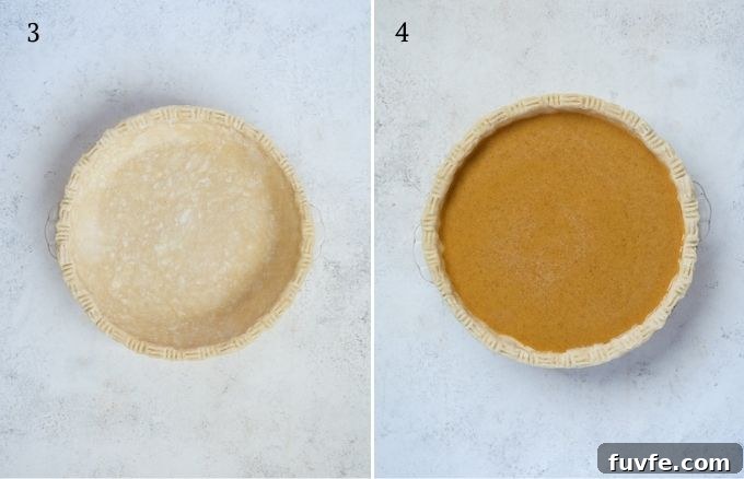 Pumpkin pecan pie recipe process collage 2