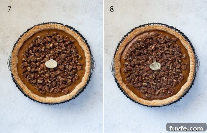 Pumpkin pecan pie recipe process collage 4