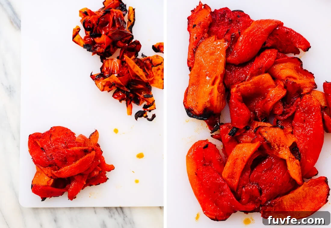 How to Roast Red Peppers at Home: Simple Oven & Grill Methods 6 roasted bell peppers skin removal