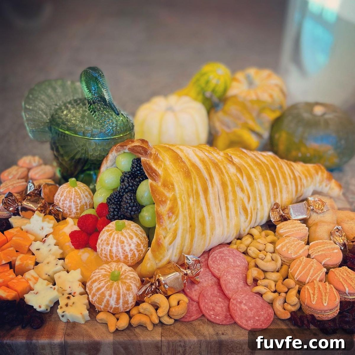 27 Gorgeous Thanksgiving Charcuterie Board Ideas for Entertaining 19 17. Pizza Dough Cornucopia