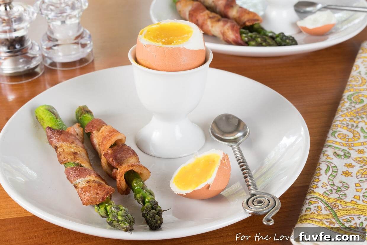 Soft Boiled Eggs with Bacon-Wrapped Asparagus Soldiers Soft Boiled Eggs with Bacon-Wrapped Asparagus Soldiers
