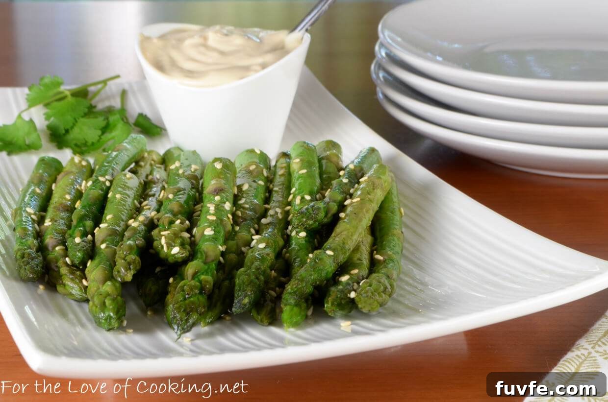 Sesame Asparagus with Soy-Garlic Aioli Sauce Sesame Asparagus with Soy-Garlic Aioli Sauce