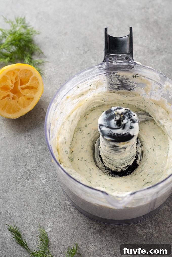 Lemon dill cream cheese in food processor