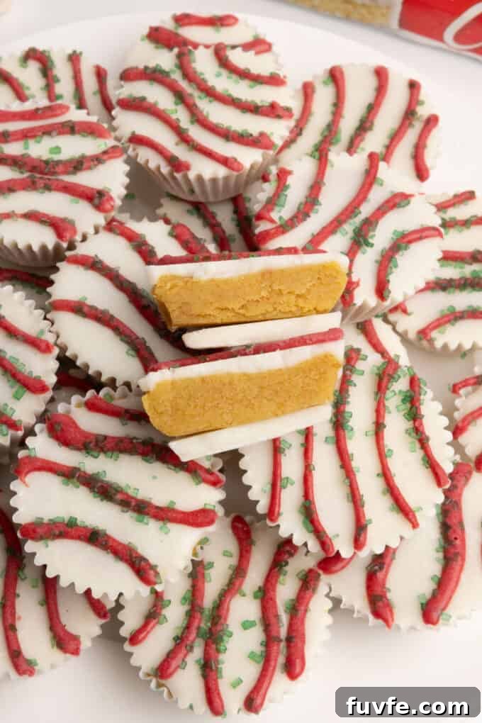 Yellow cake bite in a mini muffin tin that does not require dipping. Decorated as Little Debbie Christmas tree cake