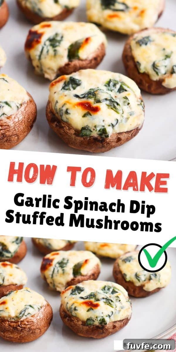 Garlic Spinach Dip Stuffed Mushrooms