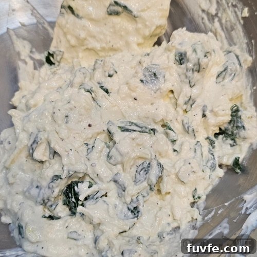 cream cheese mixture with spinach