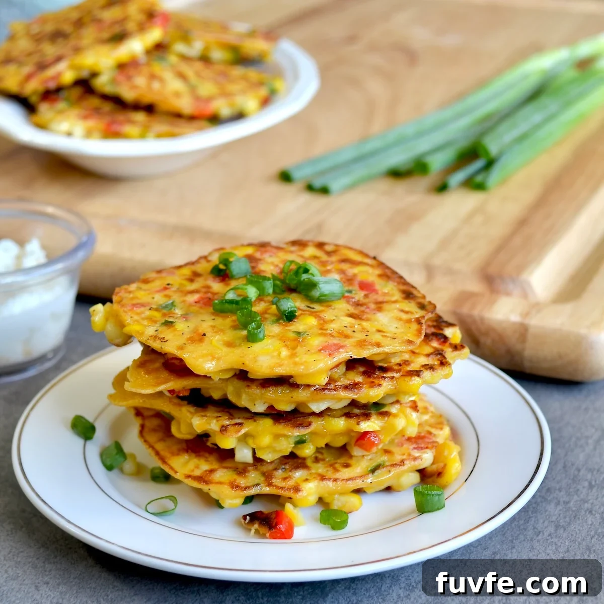 Corn Fritters Recipe with WW Points and Smart Serving Tips 2 Pile of corn fritters