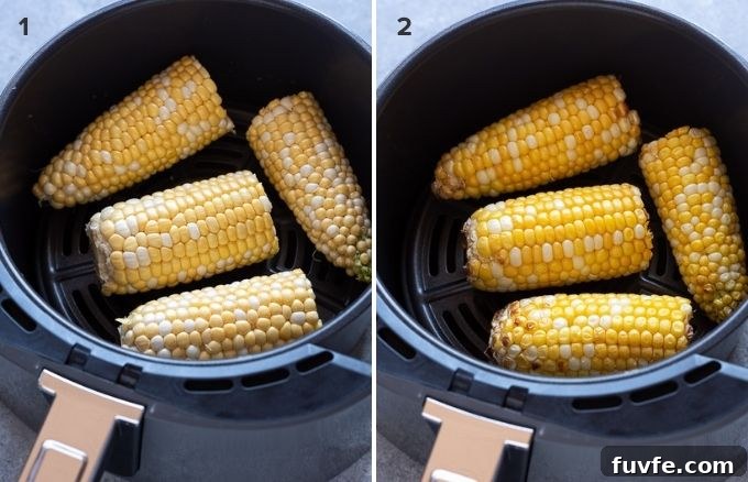 How to make corn on the cob in the air fryer collage