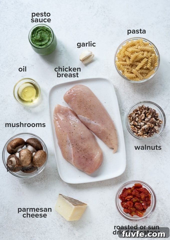 Chicken pesto pasta recipe ingredients