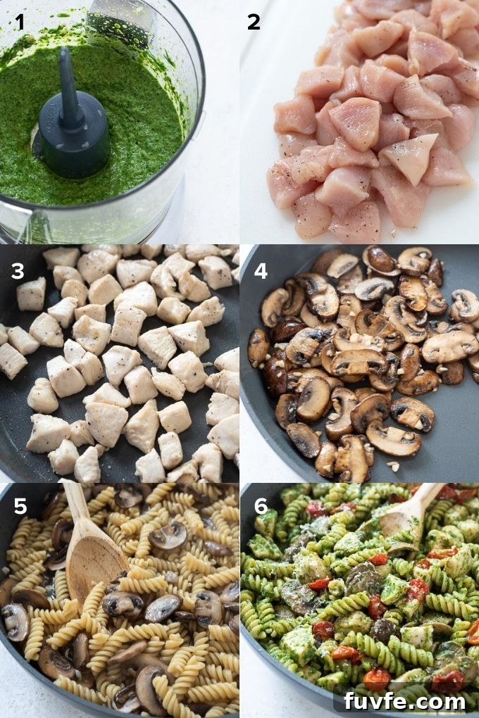 How to make chicken pesto pasta collage