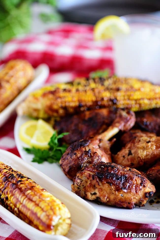 Zesty Lemon Herb Marinade for Grilled Chicken 3 grilled chicken and corn on the cob