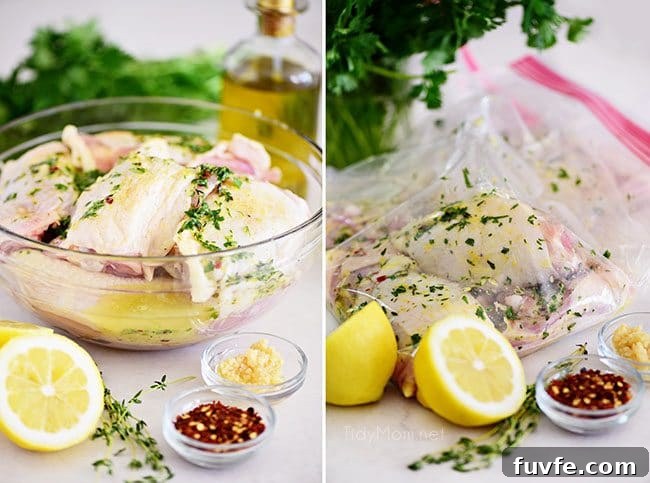 Zesty Lemon Herb Marinade for Grilled Chicken 6 marinating chicken in easy lemon herb chicken marinade