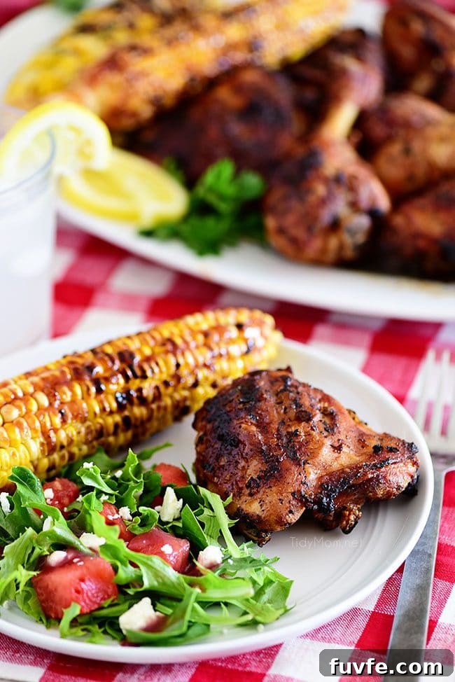 Zesty Lemon Herb Marinade for Grilled Chicken 8 plate of easy lemon herb grilled chicken corn and salad
