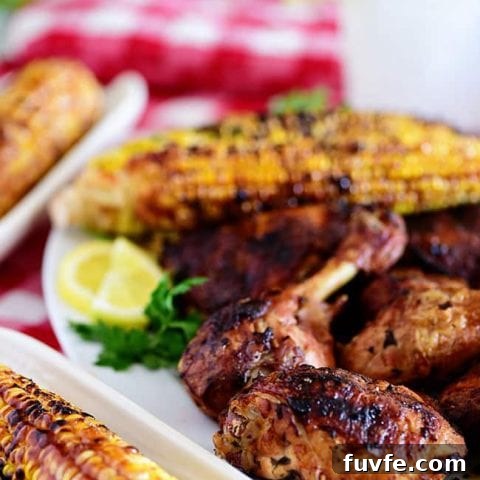 grilled chicken and corn on the cob