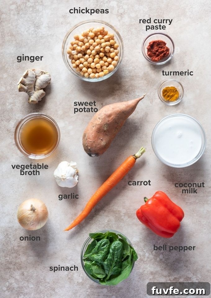 Creamy Vegan Instant Pot Sweet Potato Chickpea Curry 4 Sweet potato chickpea curry recipe ingredients