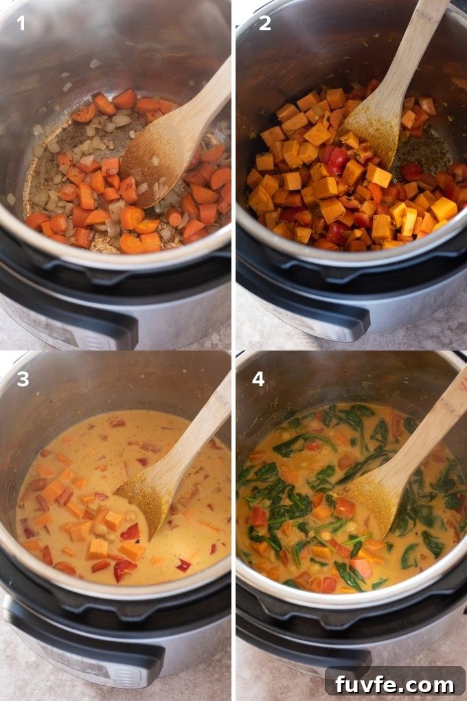 Creamy Vegan Instant Pot Sweet Potato Chickpea Curry 5 How to make instant pot sweet potato chickpea curry collage