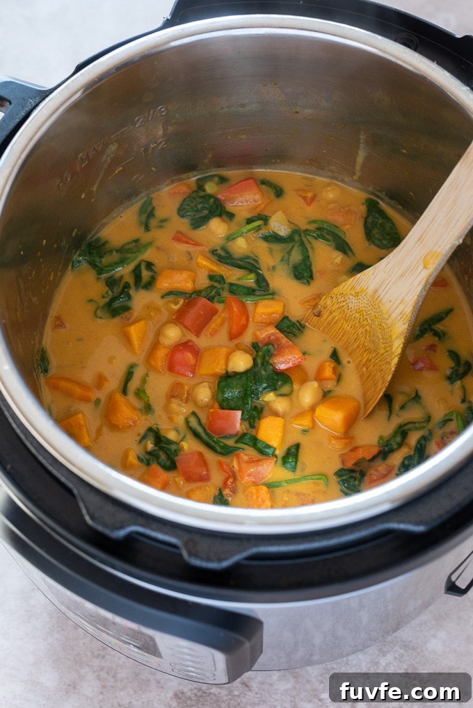 Creamy Vegan Instant Pot Sweet Potato Chickpea Curry 6 Sweet potato chickpea curry in the Instant Pot