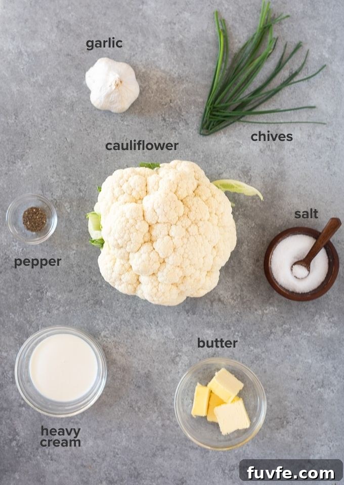 Mashed cauliflower recipe ingredients